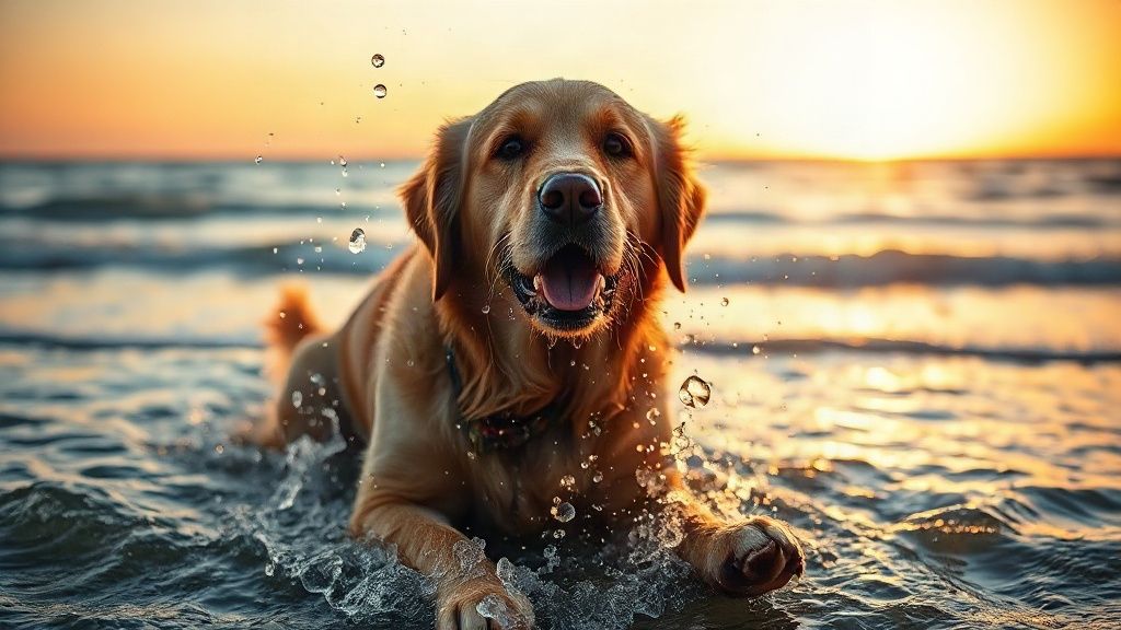 dog shaking off water on a beach